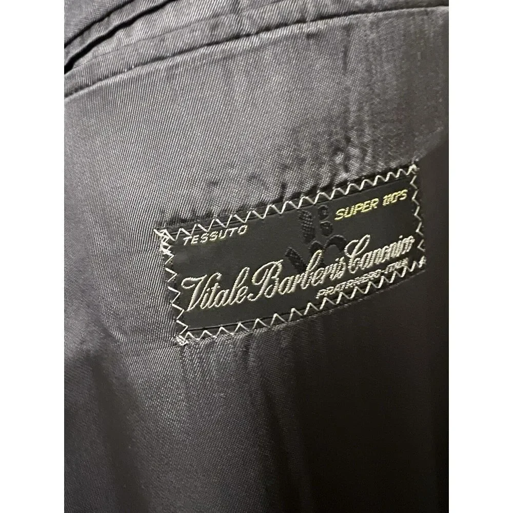 Vito Rufolo Italy Pinstripe Double Breasted Wool Blazer Dark Gray Men's Size 43